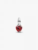Heart sterling silver mini dangle with salsa red crystal and red enamel