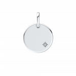 Engravable round sterling silver pendant with 0.012 ct TW G-I VS+ round brilliant very good cut lab-grown diamonds