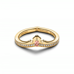 Disney Aurora 14k gold-plated ring with misty rose cubic zirconia and clear cubic zirconia