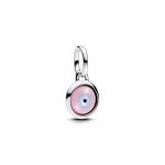 Engravable evil eye sterling silver mini dangle with Murano glass