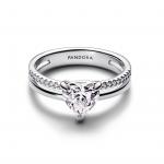 Heart sterling silver ring with clear cubic zirconia