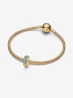 14k gold-plated clip with icy blue and capri blue crystal and silicone grip