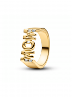 MOM 14k gold-plated ring with clear cubic zirconia
