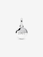 Engravable sterling silver mini medallion with clear cubic zirconia