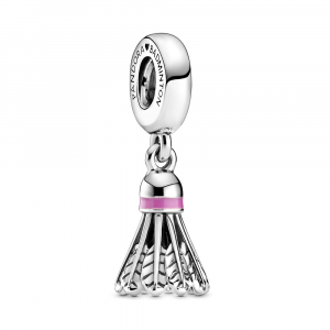 Badminton sterling silver dangle with pink enamel