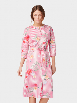 flower st, pink striped floral print, 36