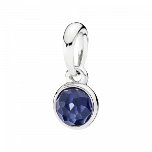 September birthstone silver pendant with synthetic sapphire