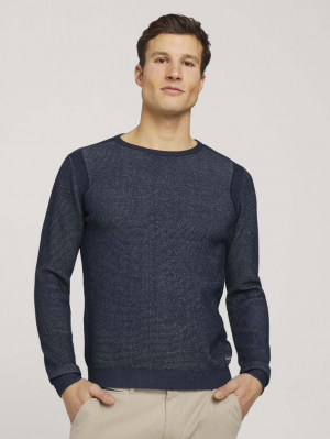 structured sweater, Dark Blue, XL