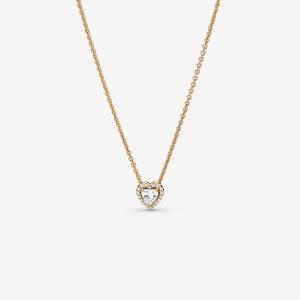 Heart gold collier with clear cubic zirconia