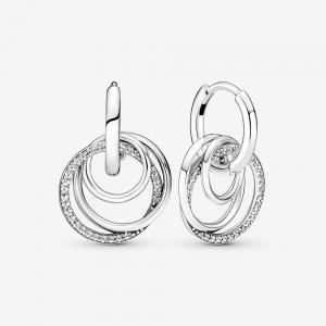 Encircled sterling silver hoop earrings with clear cubic zirconia