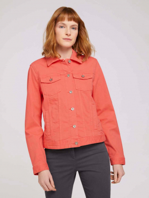color denim jacket, Smooth Papaya Red, S