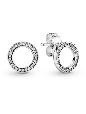 Silver stud earrings with clear cubic zirconia