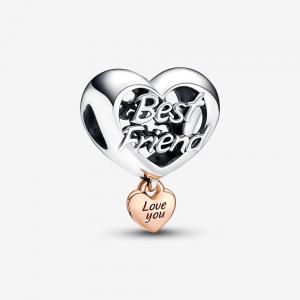 Best friend sterling silver and 14k rose gold-plated charm