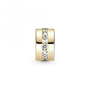 Gold clip with clear cubic zirconia