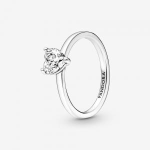 Heart sterling silver ring with clear cubic zirconia