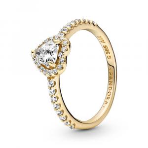 Heart gold ring with clear cubic zirconia