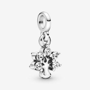 Tree sterling silver mini dangle with clear cubic zirconia