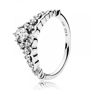 Tiara silver ring with clear cubic zirconia
