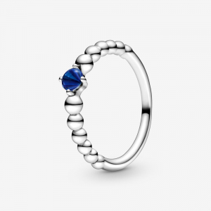 Sterling silver ring with royal blue crystal