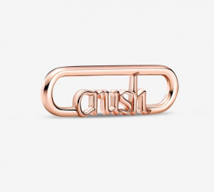 Crush script 14k rose gold-plated word link