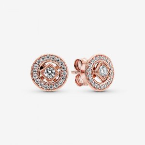 14k Rose gold-plated stud earrings with detachable earring jackets and clear cubic zirconia