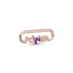 Power script 14k rose gold-plated word link with transparent purple enamel