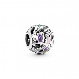 Jungle sterling silver charm with pink, yellow, purple and green enamel