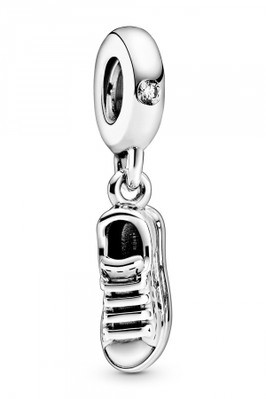 Sneaker sterling silver dangle with clear cubic zirconia