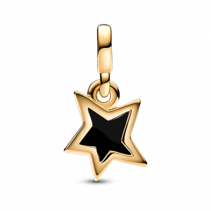 Star 14k gold-plated mini dangle with black enamel