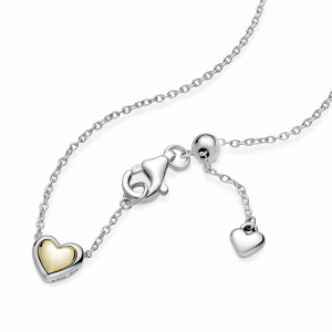 Heart sterling silver and 14k gold collier