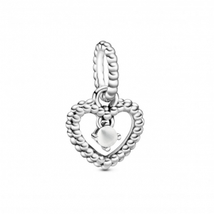 Heart sterling silver dangle with milky white crystal