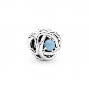 Sterling silver charm with capri blue crystal