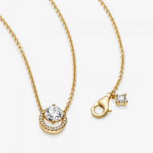 14k Gold-plated collier with clear cubic zirconia