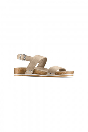 BATA SANDAL IN SUEDE MATERIAL WITH ERGONOMIC FOOTBED. TAUPE COLOR.