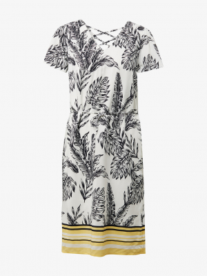 dress printed wit, offwhite tropical, 34
