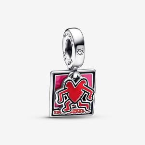 Project Street sterling silver dangle with red, black and pink enamel