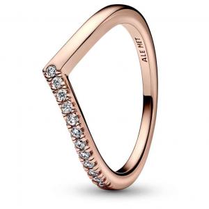 Wishbone 14k rose gold-plated ring with clear cubic zirconia