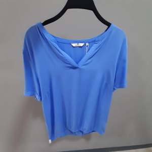 blouse with short sleeves, sea blue, 34