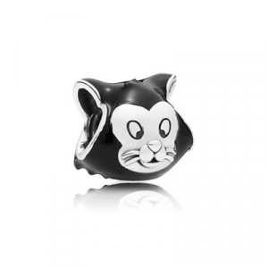 Disney Figaro silver charm with black enamel