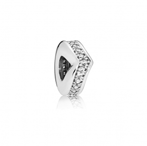 Wishbone silver spacer with clear cubic zirconia