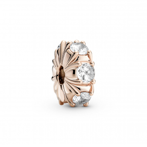 14k Rose gold-plated clip with clear cubic zirconia and silicone grip