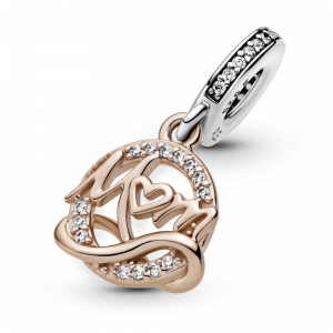 Mum and infinity Pandora Rose and sterling silver dangle with clear cubic zirconia