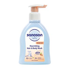 Гель Sanosan Baby для мытья волос и тела питательный 0м+ 200 мл