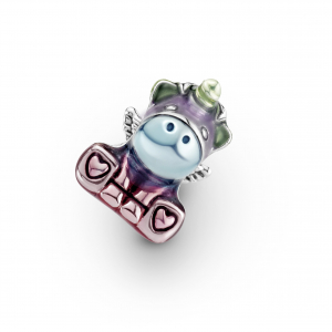 Unicorn sterling silver charm with transparent blue, green, purple and pink enamel