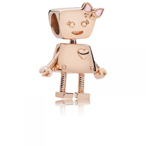 Robot girl PANDORA Rose charm with pink enamel