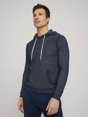 structured hoody, Dark Blue, S