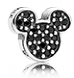 Disney Mickey silhouette silver petite element with black crystal