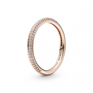 14k Rose gold-plated ring with clear cubic zirconia