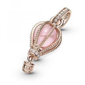 Hot air ballon Pandora Rose dangle with fairy tale pink crystal and clear cubic zirconia