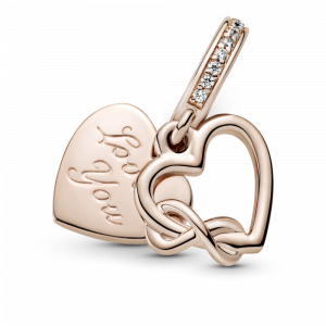 Heart and infinity Pandora Rose dangle with clear cubic zirconia